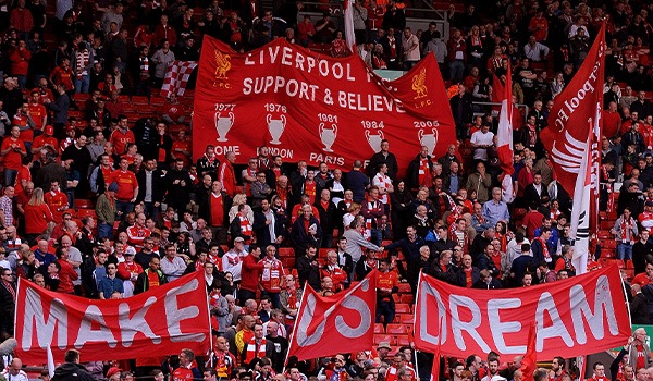 Flags from the crowd at Anfield