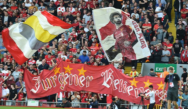 Flags at the Kop End in Anfield