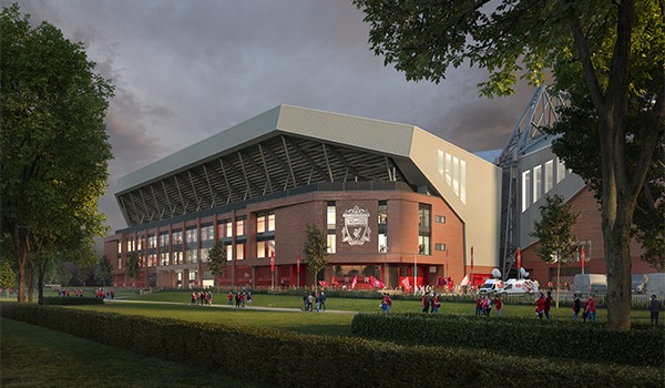Anfield Stadium with the new Afield Road Stand completed