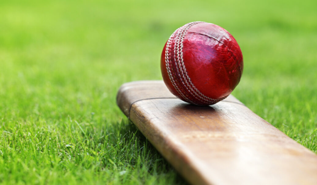 A cricket bat and ball